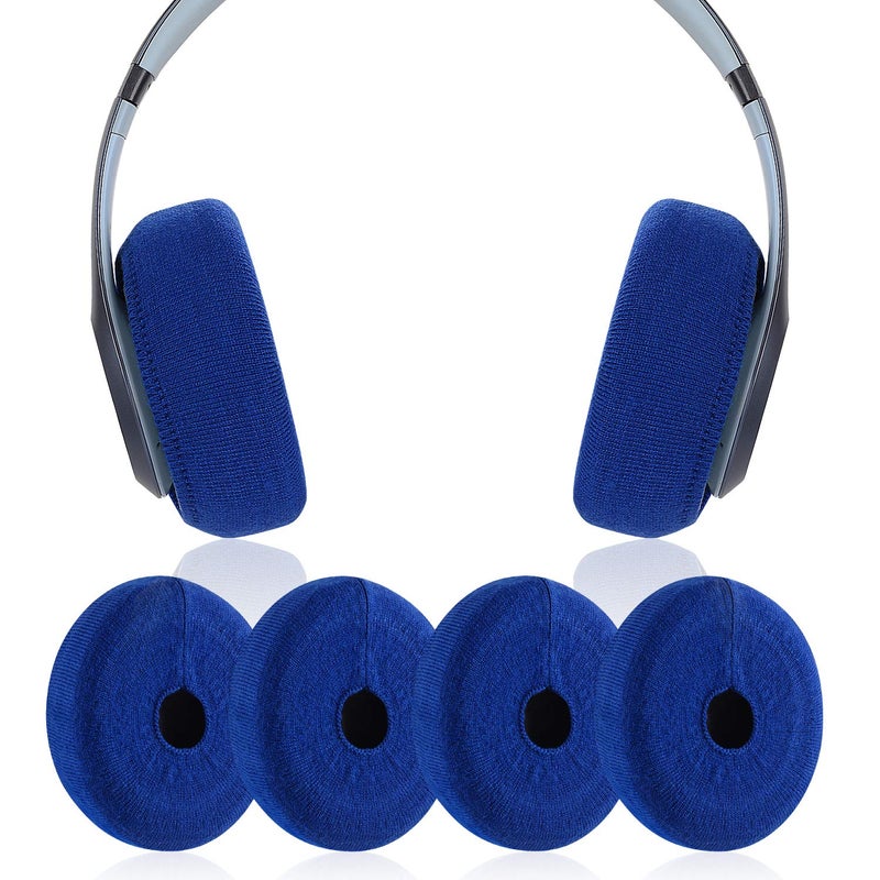 JARMOR Earpads Sweater Cover Protectors with Stretchable Knit Fabric for Beats Studio 3/2 Bose QC35 25 15 Headphones and Other Headsets with 3-4 Inch Ear Cushions [ 2 Pairs ] (Blue) - Image 1